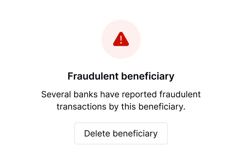Get alerts on fraudulent IBANs.